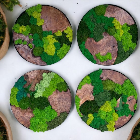 Evergreen Oasis Cedar Wood and Preserved Moss Wall Art - Handcrafted 12x12x1 Inc - Picture 5 of 10